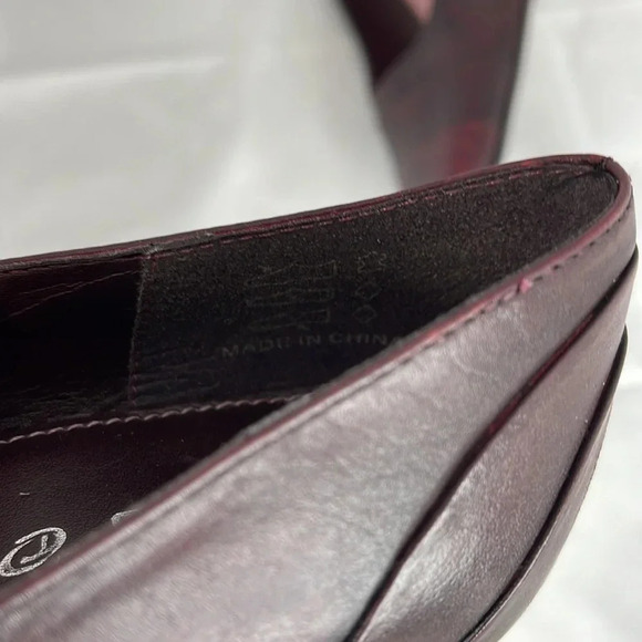 VINTAGE Y2K Spring Square Toe Pumps Wine Maroon Genuine Leather Shoes Heels 36 - Picture 10 of 13